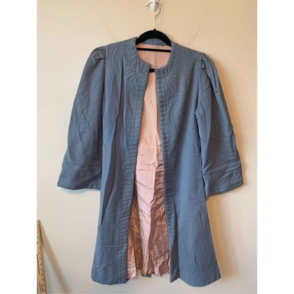 Vintage 1940s Blue and pink light wool coat size S‎